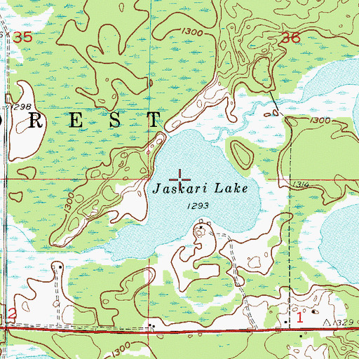 Topographic Map of Jaskari Lake, MN