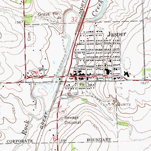 Topographic Map of Jasper, MN