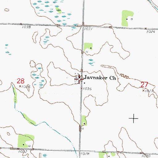 Topographic Map of Javnaker Church, MN