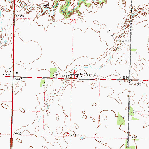 Topographic Map of Jeffers Church, MN