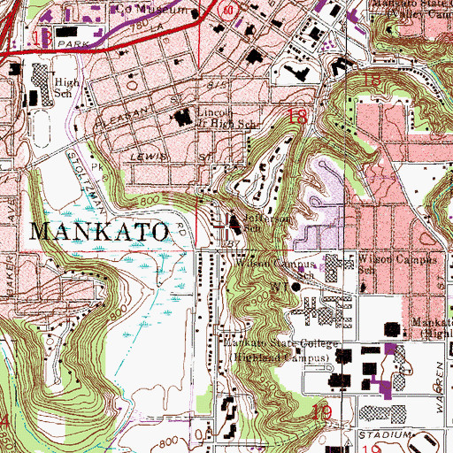 Topographic Map of Jefferson School, MN