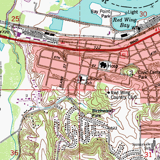 Topographic Map of Jefferson School, MN