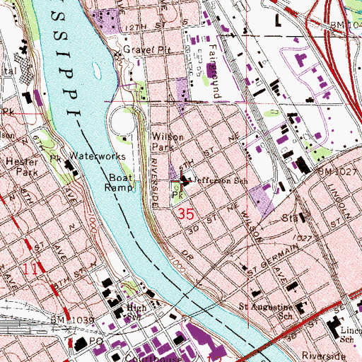 Topographic Map of Jefferson School, MN