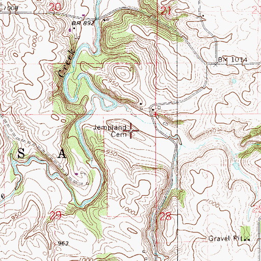 Topographic Map of Jempland Cemetery, MN