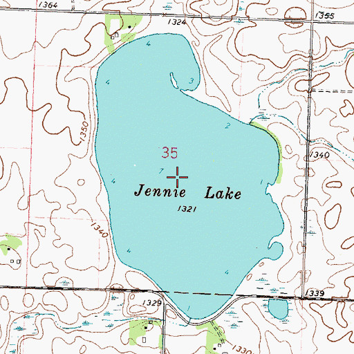 Topographic Map of Jennie Lake, MN