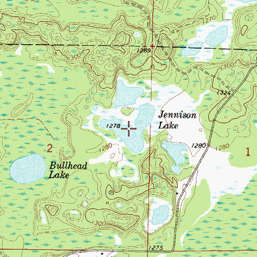 Topographic Map of Jennison Lake, MN