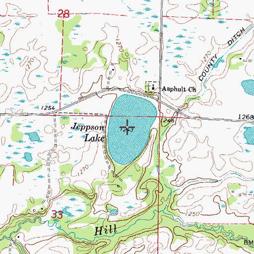 Topographic Map of Jeppson Lake, MN