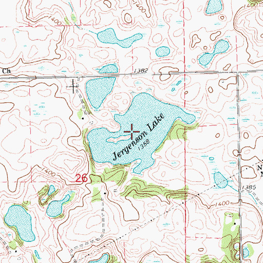 Topographic Map of Jergenson Lake, MN
