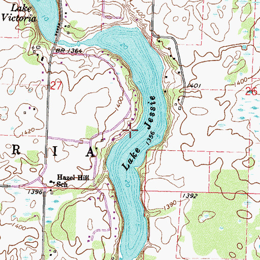 Topographic Map of Lake Jessie, MN