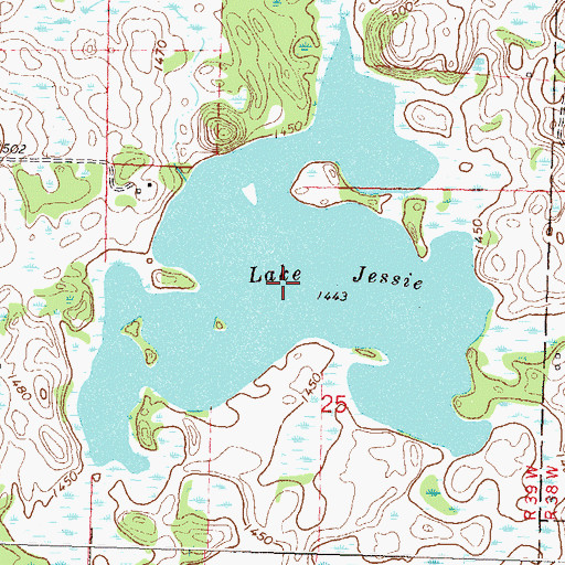 Topographic Map of Lake Jessie, MN