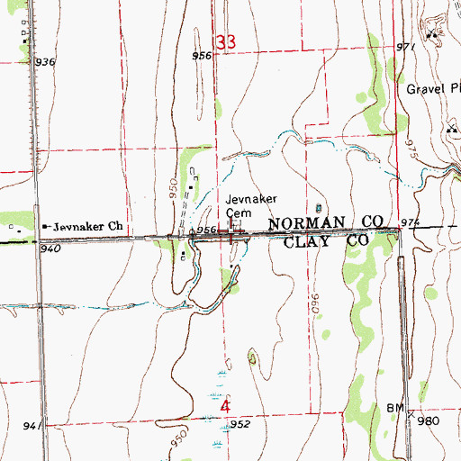 Topographic Map of Jevnaker Cemetery, MN