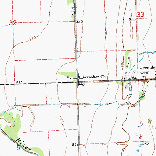 Topographic Map of Jevnaker Church, MN