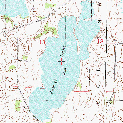 Topographic Map of Jewitt Lake, MN