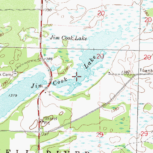 Topographic Map of Jim Cook Lake, MN