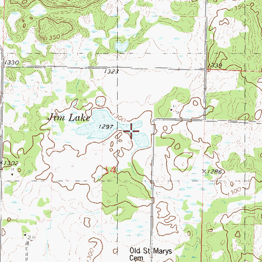 Topographic Map of Jim Lake, MN