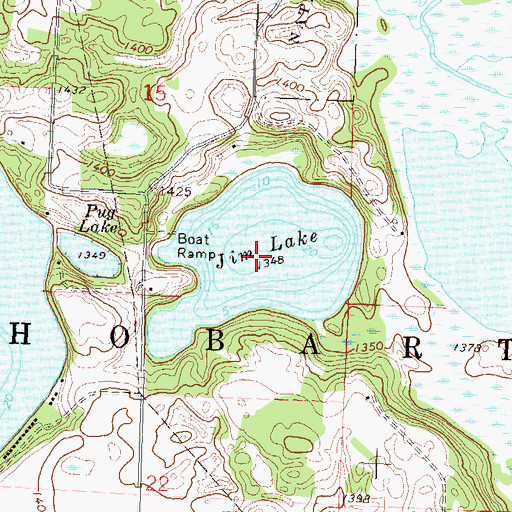 Topographic Map of Jim Lake, MN
