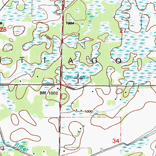 Topographic Map of Jim Lake, MN