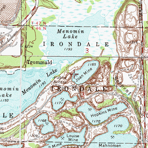 Topographic Map of Joan Mine, MN