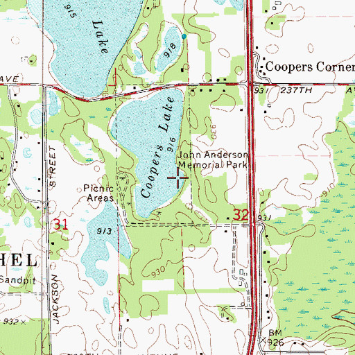Topographic Map of John Anderson Memorial Park, MN
