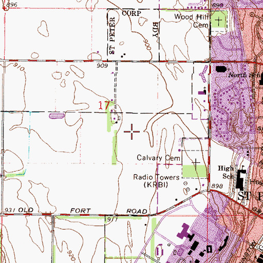 Topographic Map of John Ireland School, MN
