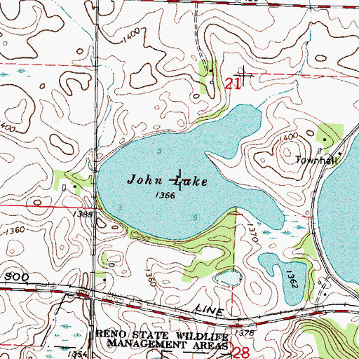 Topographic Map of John Lake, MN