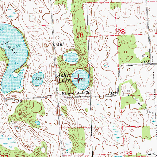 Topographic Map of John Lake, MN