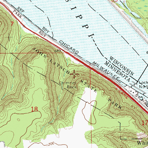 Topographic Map of John Latsch State Park, MN