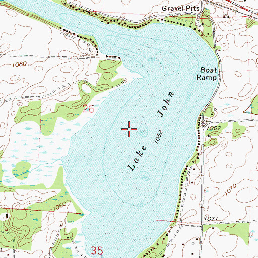 Topographic Map of Lake John, MN