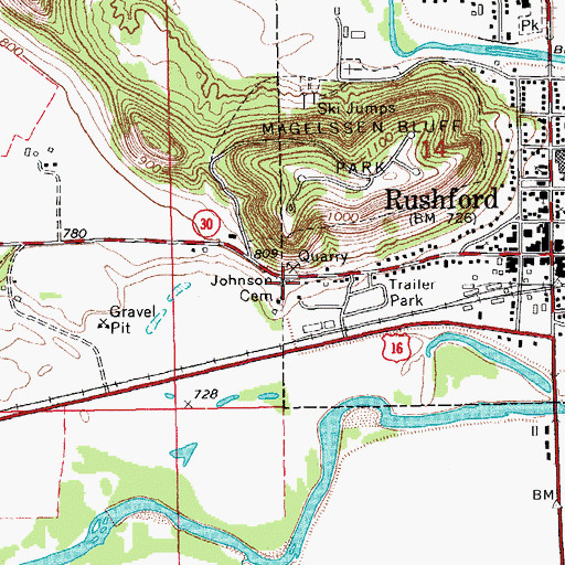 Topographic Map of Johnson Cemetery, MN