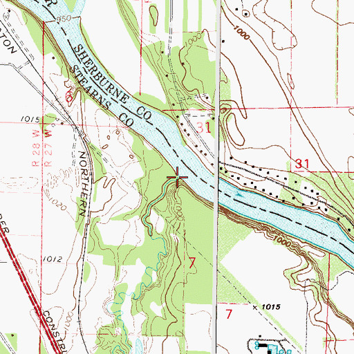 Topographic Map of Johnson Creek, MN
