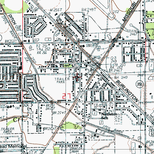 Topographic Map of Nettleton Church of God, AR