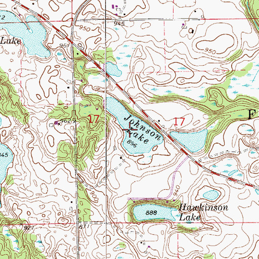 Topographic Map of Johnson Lake, MN