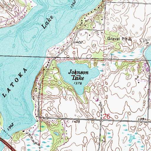 Topographic Map of Johnson Lake, MN