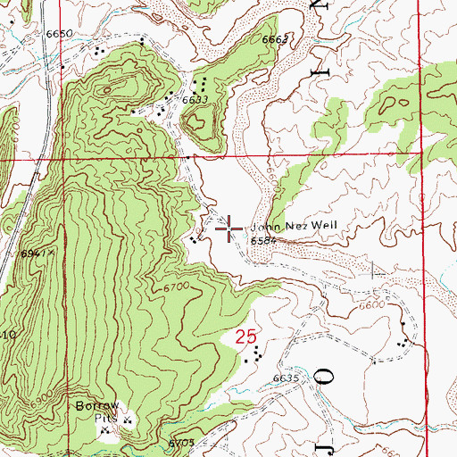 Topographic Map of John Nez Well, AZ