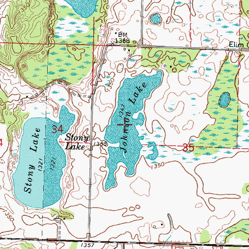 Topographic Map of Johnson Lake, MN