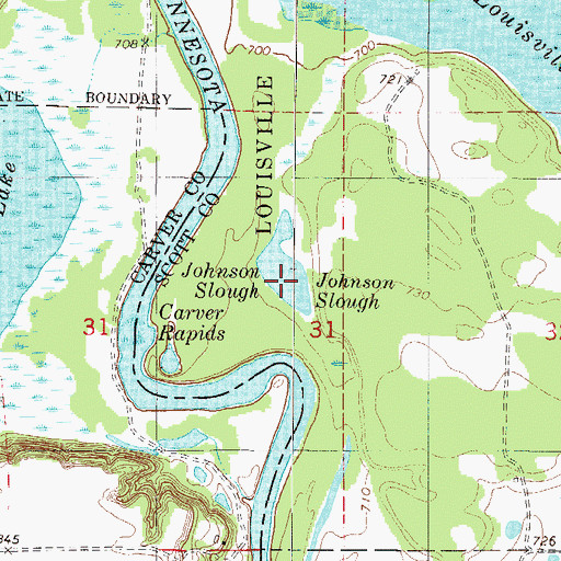 Topographic Map of Johnson Slough, MN
