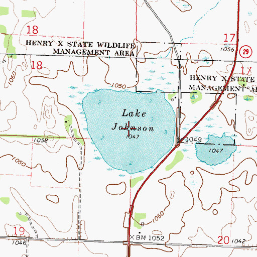 Topographic Map of Lake Johnson, MN