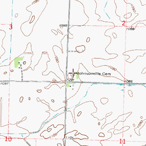 Topographic Map of Johnsonville Cemetery, MN