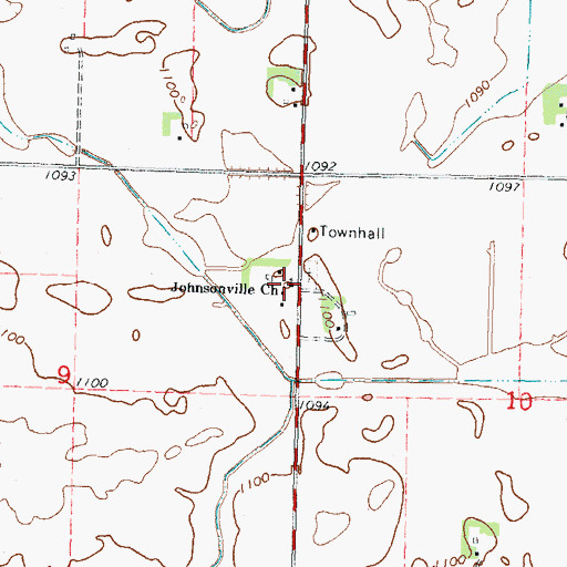Topographic Map of Johnsonville Church, MN