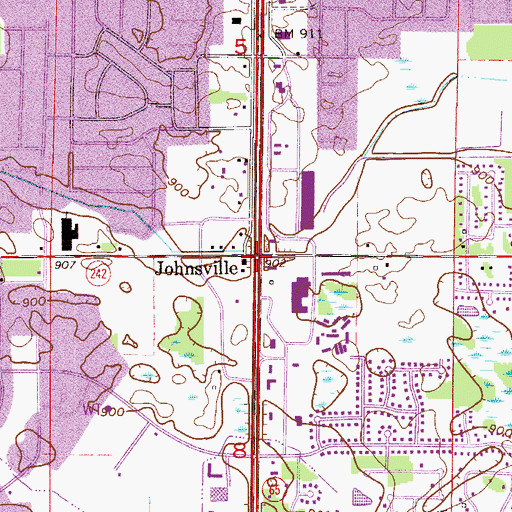Topographic Map of Johnsville, MN