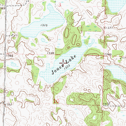 Topographic Map of Jones Lake, MN