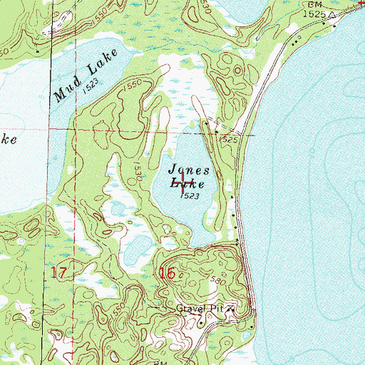 Topographic Map of Jones Lake, MN