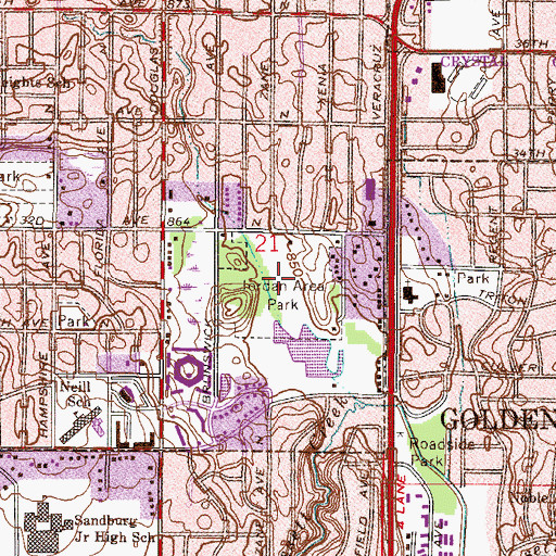 Topographic Map of Jordan Area Park, MN