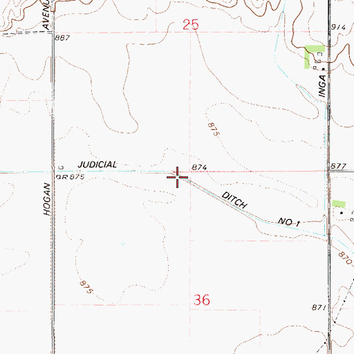 Topographic Map of Judicial Ditch Number One, MN