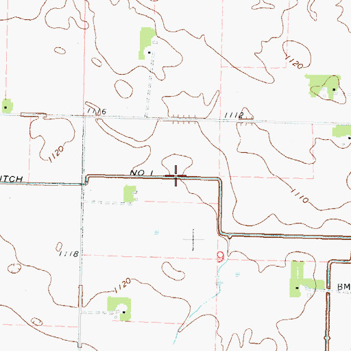 Topographic Map of Judicial Ditch Number One, MN