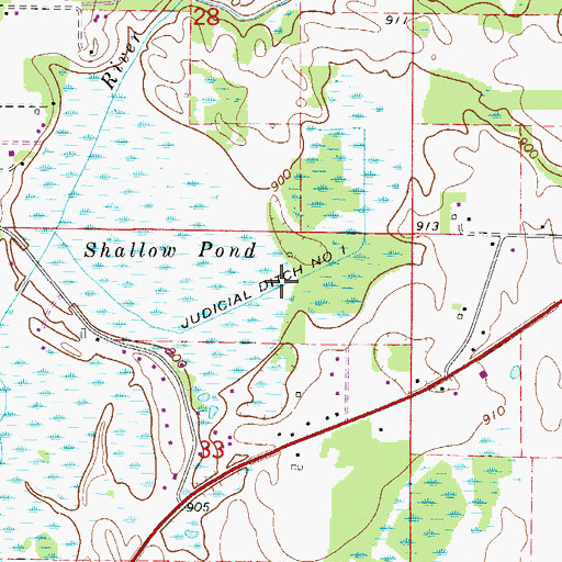 Topographic Map of Judicial Ditch Number One, MN