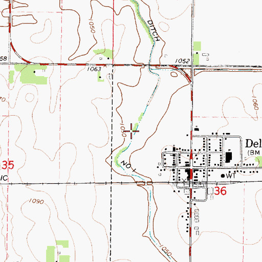 Topographic Map of Judicial Ditch Number One, MN