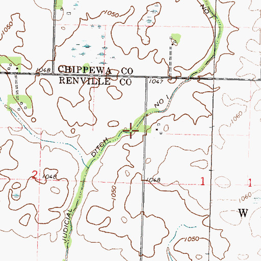 Topographic Map of Judicial Ditch Number One, MN