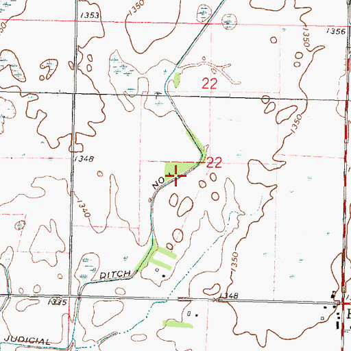 Topographic Map of Judicial Ditch Number One, MN