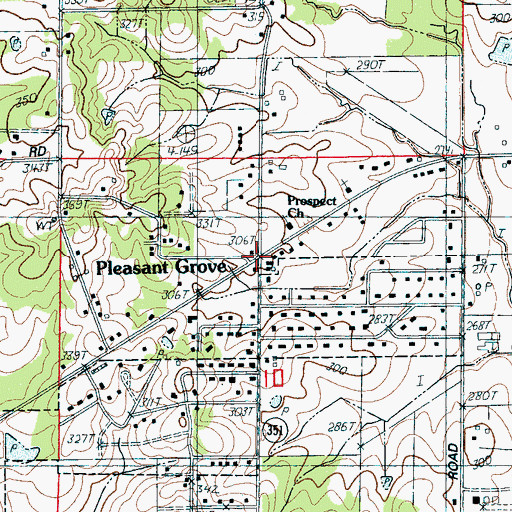 Topographic Map of Pleasant Grove, AR